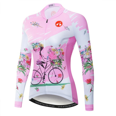 Pretty in Pink Women's Long Sleeve Pro Team Cycling Jersey
