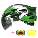 SUPERIDE Men Women Cycling Helmet with Rearlight Sports MTB Bicycle Helmet Road Bike Mountain Bike Helmet with Goggles &amp; Visor