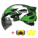 SUPERIDE Men Women Cycling Helmet with Rearlight Sports MTB Bicycle Helmet Road Bike Mountain Bike Helmet with Goggles &amp; Visor