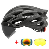 SUPERIDE Men Women Cycling Helmet with Rearlight Sports MTB Bicycle Helmet Road Bike Mountain Bike Helmet with Goggles &amp; Visor