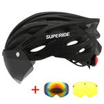 SUPERIDE Men Women Cycling Helmet with Rearlight Sports MTB Bicycle Helmet Road Bike Mountain Bike Helmet with Goggles &amp; Visor