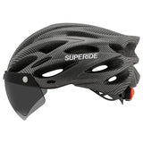 SUPERIDE Men Women Cycling Helmet with Rearlight Sports MTB Bicycle Helmet Road Bike Mountain Bike Helmet with Goggles &amp; Visor