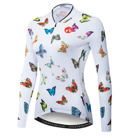 Flutterby Butterflies Women's Long Sleeve Pro Team Cycling Jersey