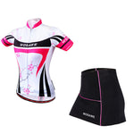 White Blossom Women's Cycling Jersey with Mini Skirt Set